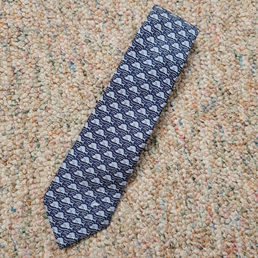 Vineyard Vines Sailfish Tie Boys OS Blue Silk Nautical Preppy Fish Pattern